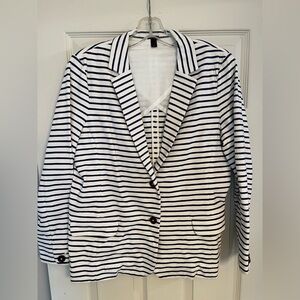 J. Crew White and Navy Striped Blazer